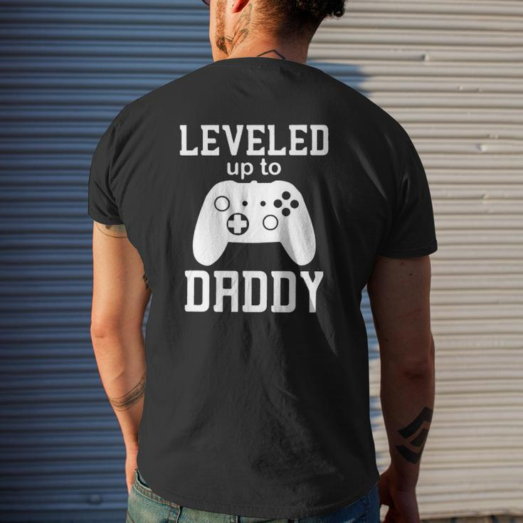 Leveled Up To Daddy Controller Game Father's Day Mens Back Print T-shirt Gifts for Him