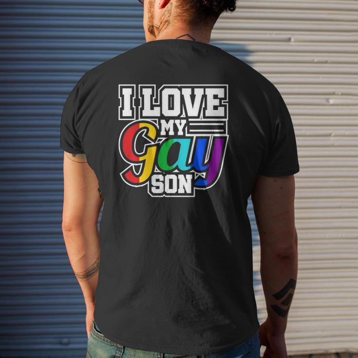 Lgbt Lesbian Gay Pride I Love My Gay Son Mens Back Print T-shirt Gifts for Him