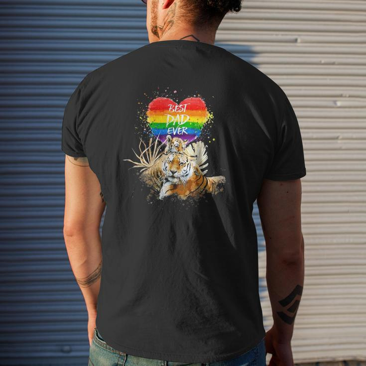 Lgbt Pride Daddy Tiger Rainbow Best Dad Ever Father's Day Mens Back Print T-shirt Gifts for Him