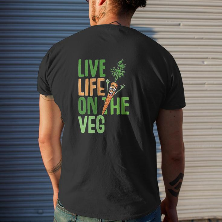 Life On The Veg Vegan Slogan Plant Power Cute Graphic Mens Back Print T-shirt Gifts for Him