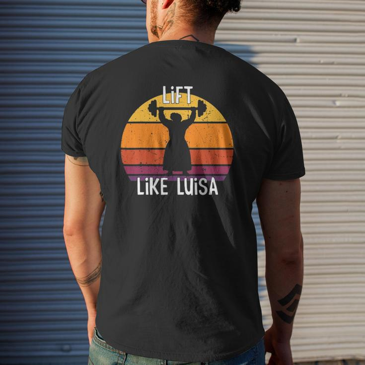 Lift Like Luisa Retro Vintage Sunset Mens Back Print T-shirt Gifts for Him