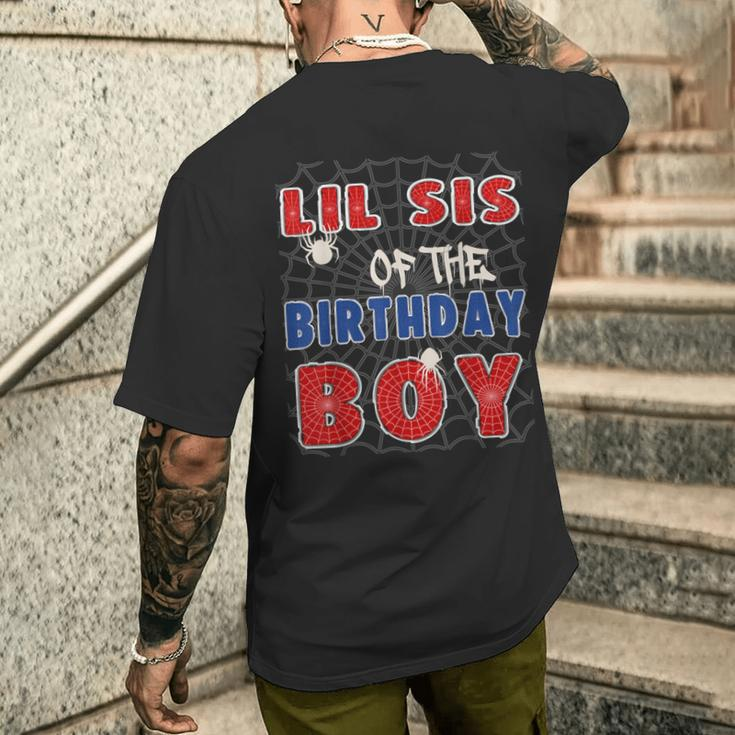 Lil Sis Of The Birthday Boy Costume Spider Web Birthday Men's T-shirt Back Print Gifts for Him