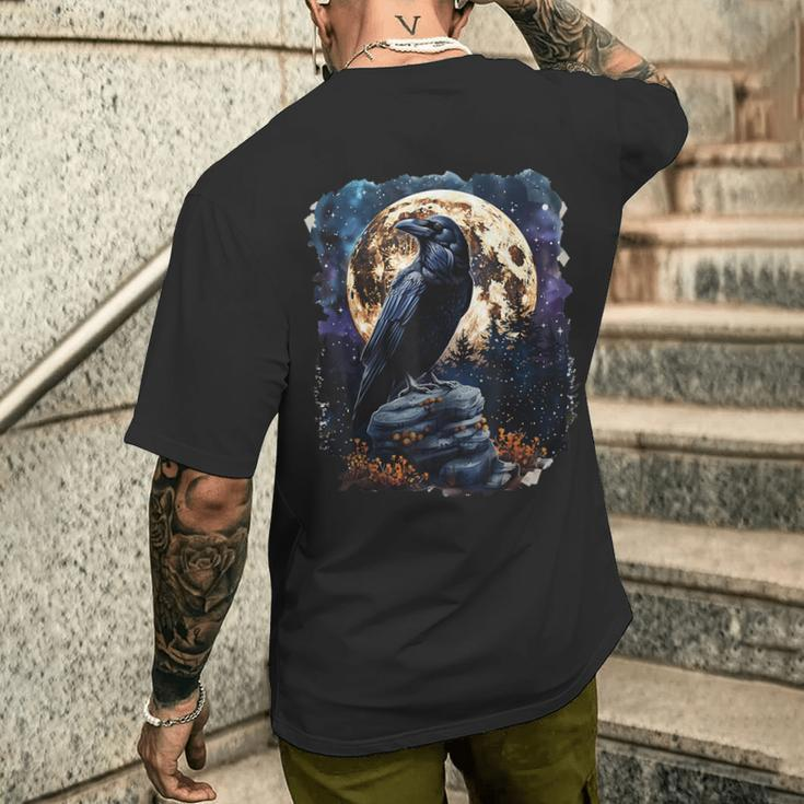 Lila Rabe Bei Nacht Odin Wikinger Walhalla Mythologie T-Shirt mit Rückendruck Geschenke für Ihn