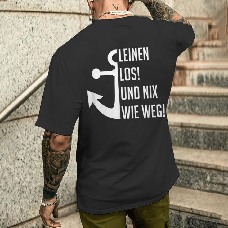 Linen Los Und Nix Wie Weg Ship Ahoi Skipper T-Shirt mit Rückendruck Geschenke für Ihn