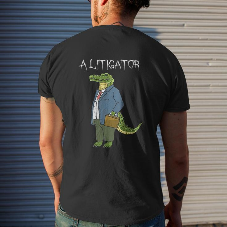 A Litigator Alligator Attorney Alitigator Mens Back Print T-shirt Gifts for Him