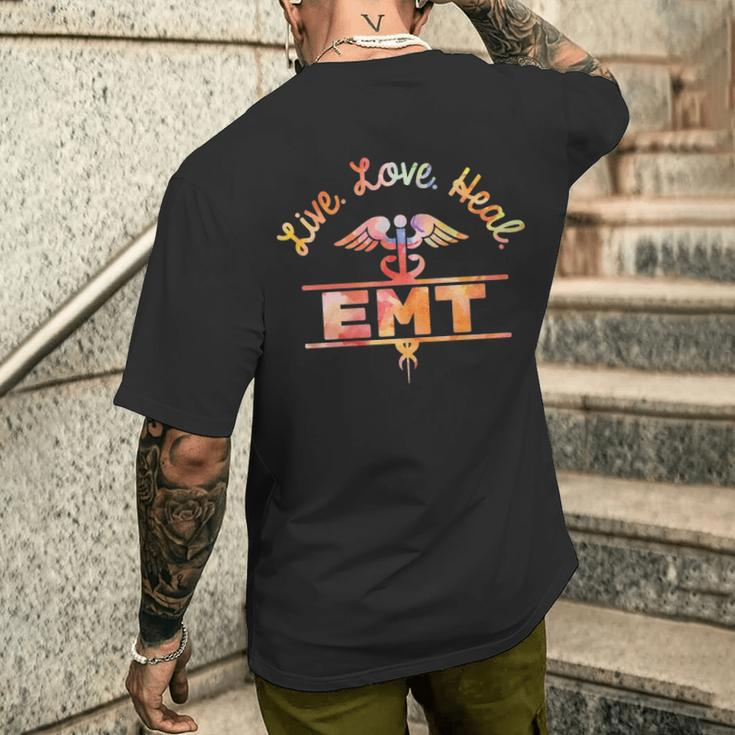Live Love Heal Watercolor Em Men's T-shirt Back Print Gifts for Him