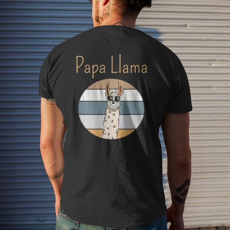 Llama Dad Matching Papa Alpaca Lover Father's Day Mens Back Print T-shirt Gifts for Him