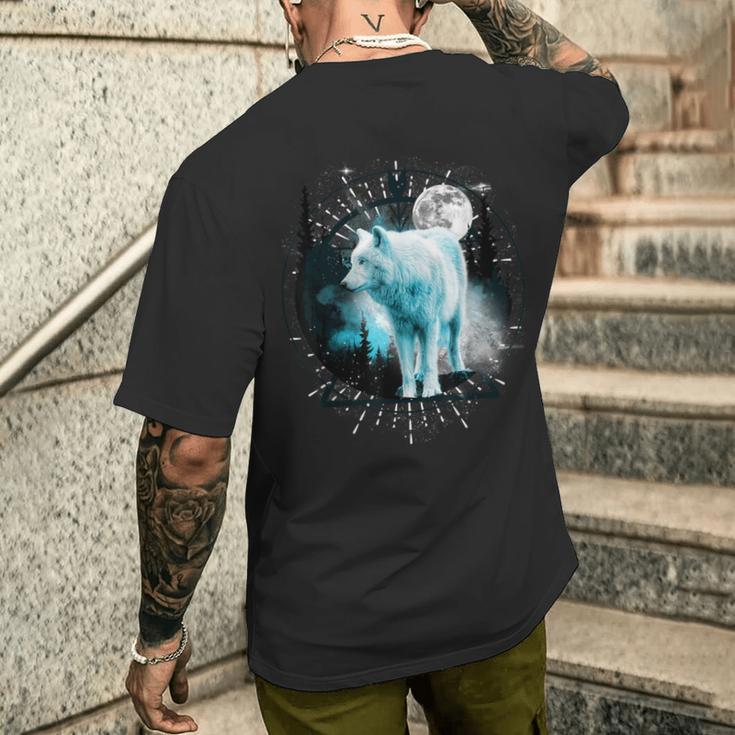 Lone Wolf Wolf Moon Wildlife T-Shirt mit Rückendruck Geschenke für Ihn