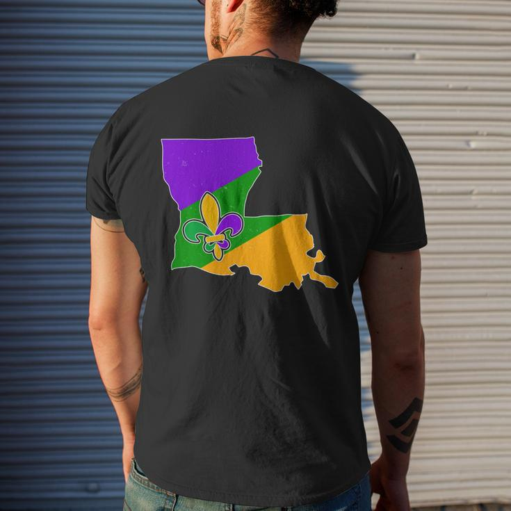 Louisiana Mardi Gras Fleur De Lis Mens Back Print T-shirt Gifts for Him