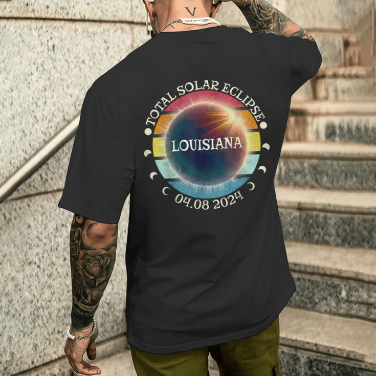 Louisiana Total Solar Eclipse April 8Th 2024 Retro Vintage Men's T-shirt Back Print Gifts for Him