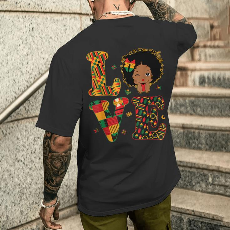 Love African Kente Toddler Girls Black History Month Proud Men's T-shirt Back Print Gifts for Him