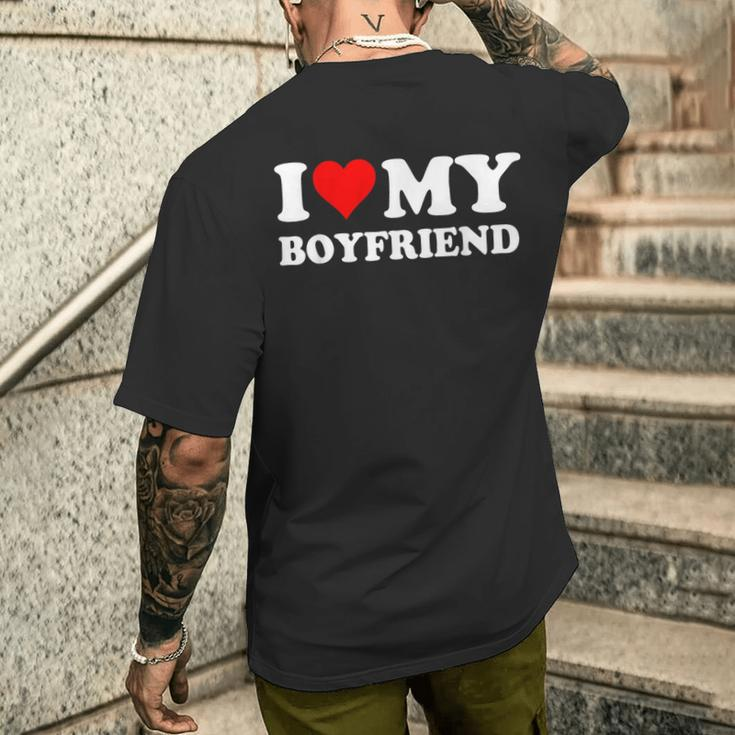 I Love My Boyfriend Bf I Heart My Boyfriend Bf Men's T-shirt Back Print Gifts for Him