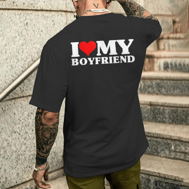 I Love My Boyfriend Matching Valentine's Day Couples Men's T-shirt Back Print Gifts for Him