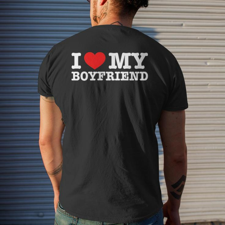 I Love My Boyfriend Pocket Graphic Matching Couples Men's T-shirt Back Print Gifts for Him