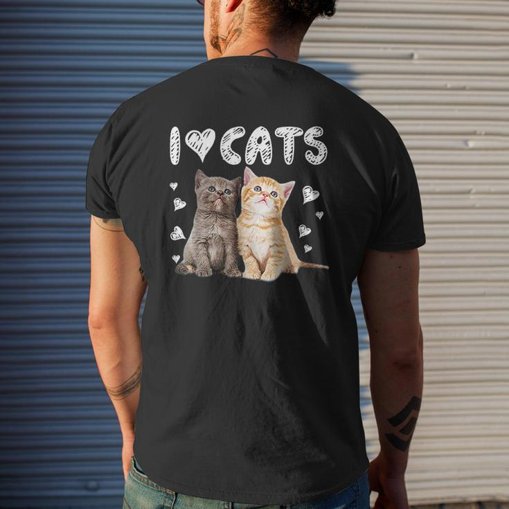 I Love Cats I Love Kittens Cat Lover Mens Back Print T-shirt Gifts for Him