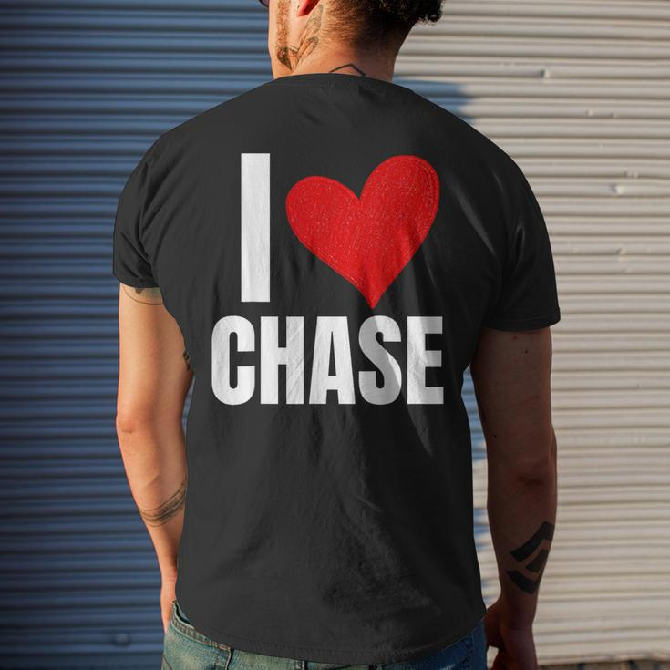 I Love Chase Personalized Personal Name Heart Friend Family Men's T-shirt Back Print Gifts for Him