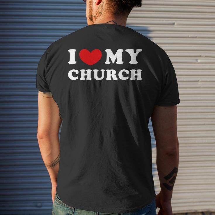 I Love My Church I Heart My Church Men's T-shirt Back Print Gifts for Him