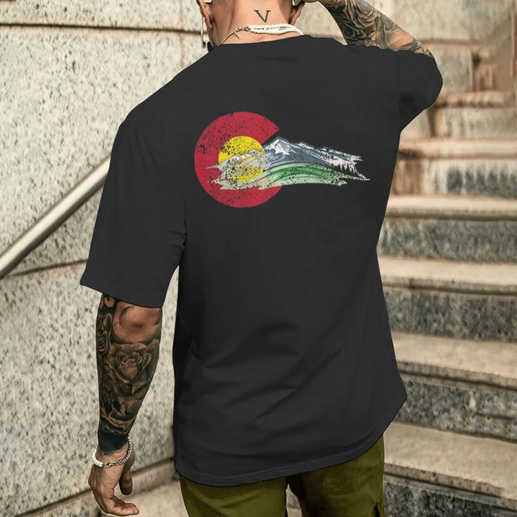 I Love Colorado Flag Mountain Men's T-shirt Back Print Gifts for Him