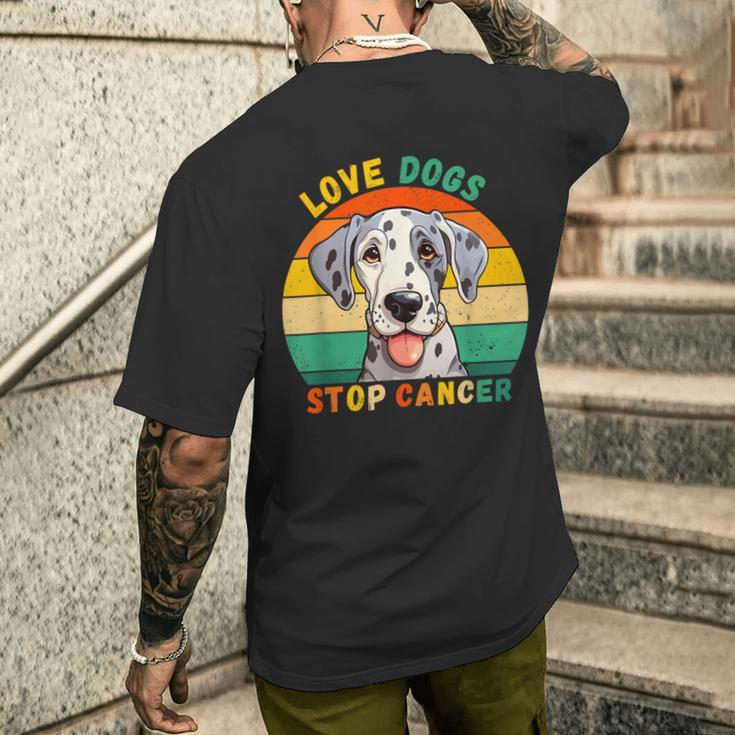Love Dogs Stop Cancer Vintage Dog Dalmatien Cancer Awareness Men's T-shirt Back Print Funny Gifts