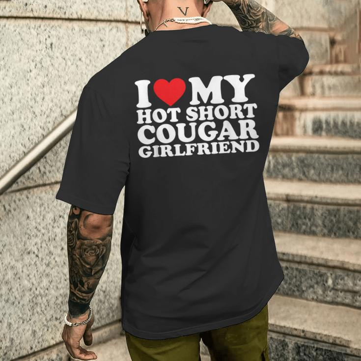 I Love My Hot Short Cougar Girlfriend I Heart My Cougar Gf Men's T-shirt Back Print Gifts for Him