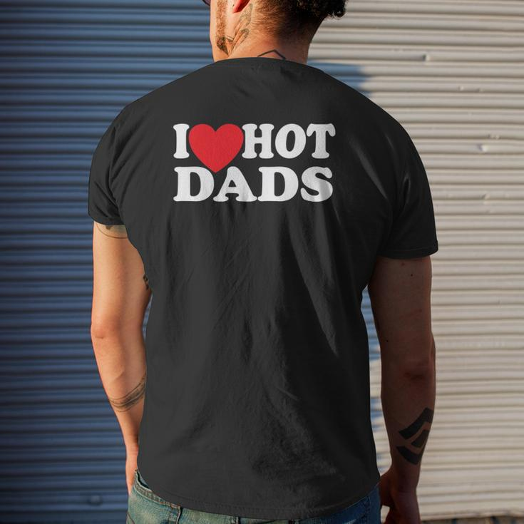 I Love Hot Dads Red Heart Mens Back Print T-shirt Gifts for Him