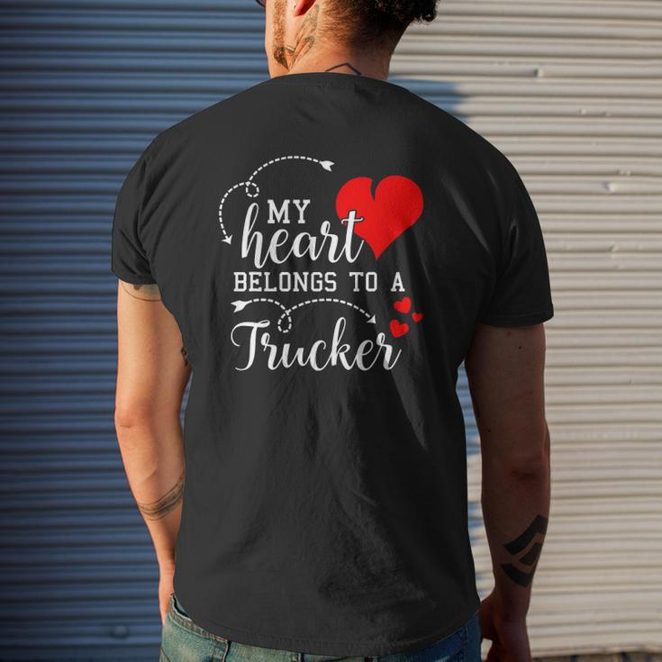 I Love My Trucker Husband Wife Valentine's Day Mens Back Print T-shirt Gifts for Him