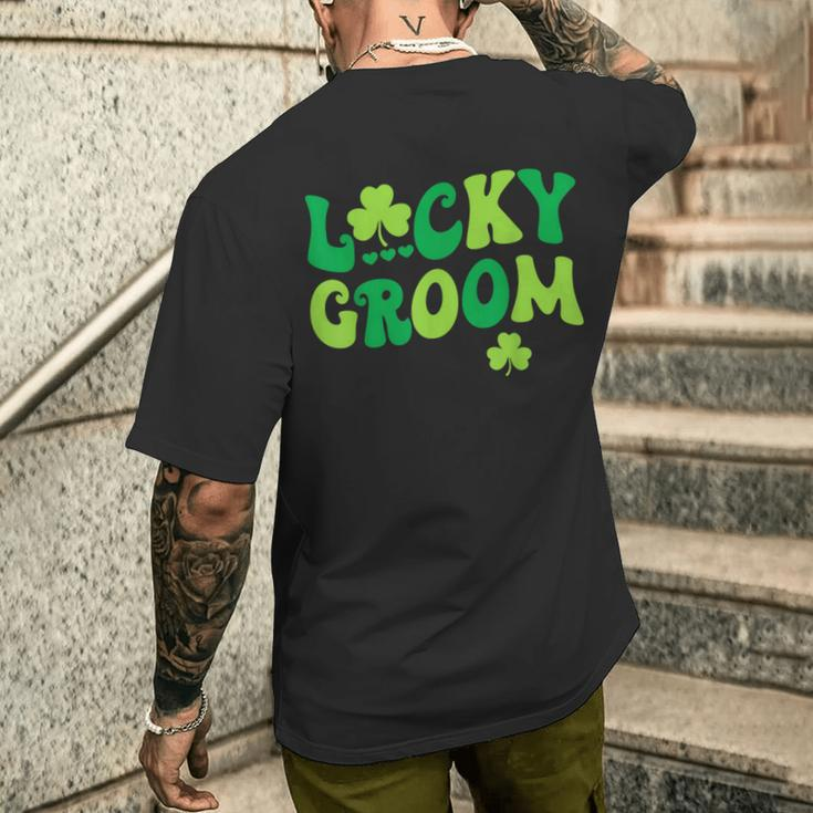 Lucky Groom Bride Couples Matching Wedding St Patrick's Day Men's T-shirt Back Print Gifts for Him
