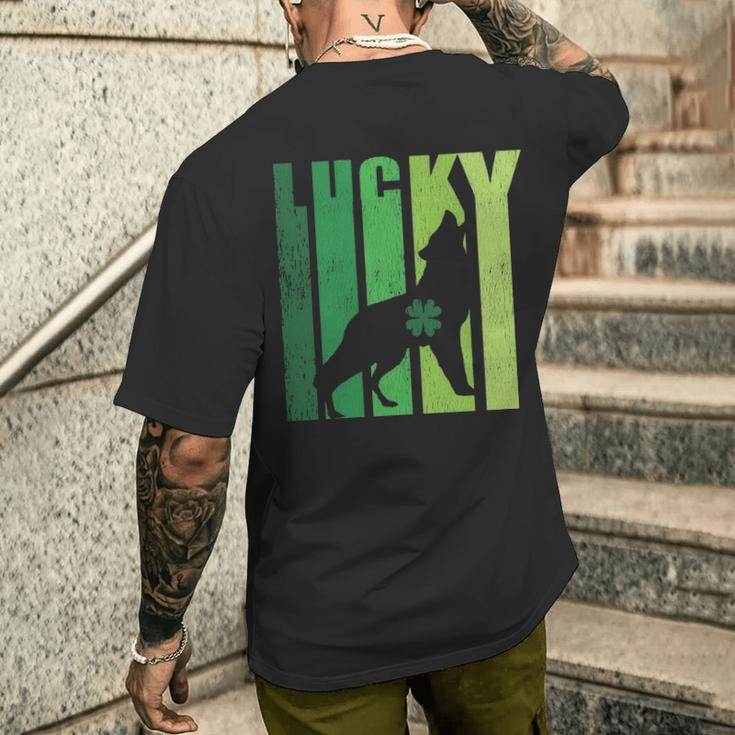 Lucky Wolf Lovers Shamrock Irish St Patricks Day Men's T-shirt Back Print Gifts for Him