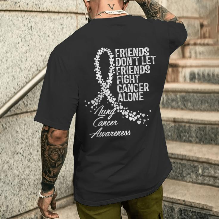Lung Cancer Awareness Friends Fighter Support Men's T-shirt Back Print Gifts for Him