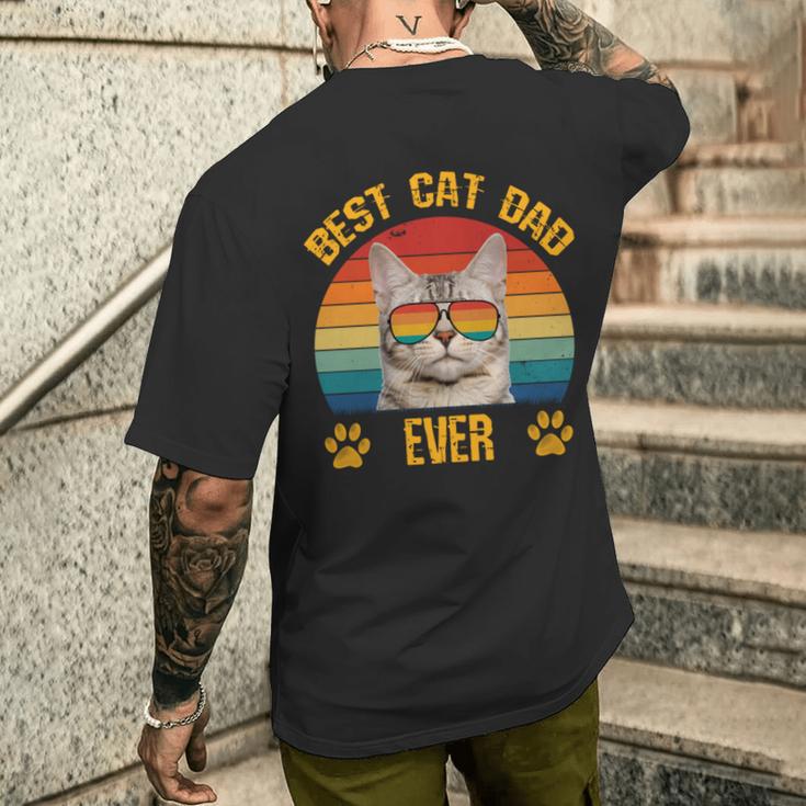 Lustige Katzeatertag Retrointage Papa Best Cat Dad Ever T-Shirt mit Rückendruck Geschenke für Ihn