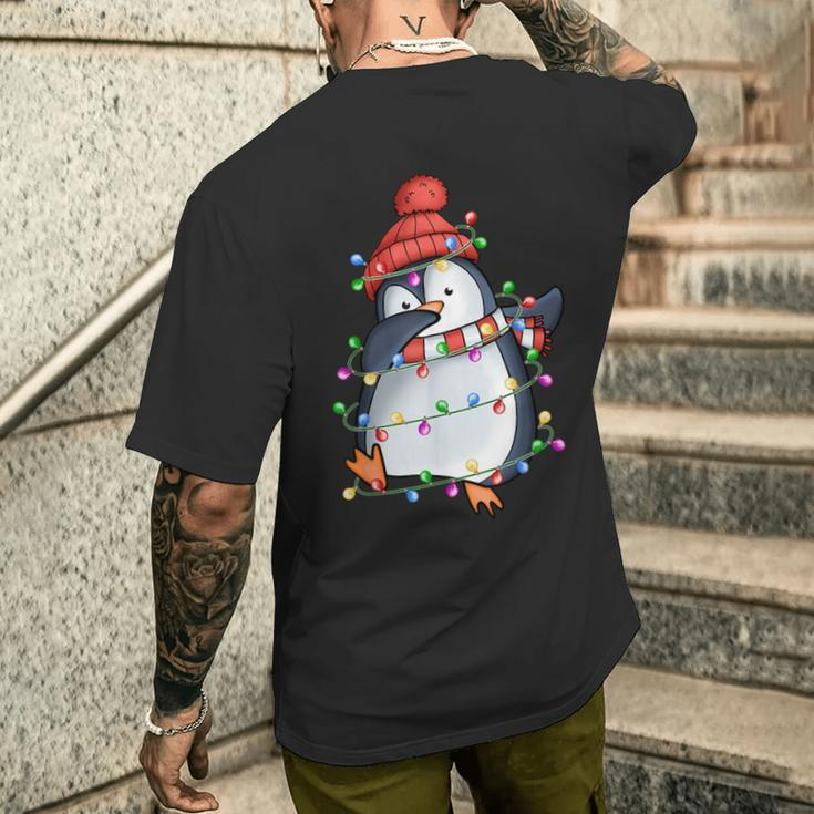 Lustiger Pinguin Weihnachten Dabbing Black T-Shirt mit Rückendruck Geschenke für Ihn