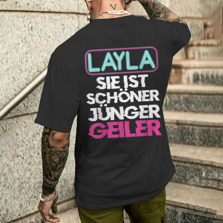 Malle Layla Sie Ist Schöner Jünger Geiler Layla Black S T-Shirt mit Rückendruck Geschenke für Ihn