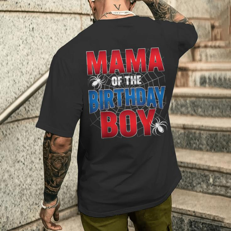Mama Of The Birthday Boy Costume Spider Web Birthday Party Men's T-shirt Back Print Gifts for Him