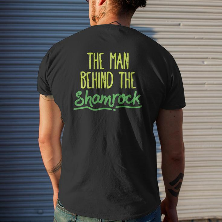 Man Behind The Shamrock St Patrick's Day Pregnancy Dad Mens Back Print T-shirt Gifts for Him