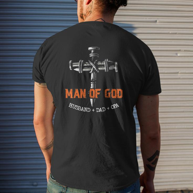 Man Of God Husband Dad Opa Cool Mens Back Print T-shirt Gifts for Him