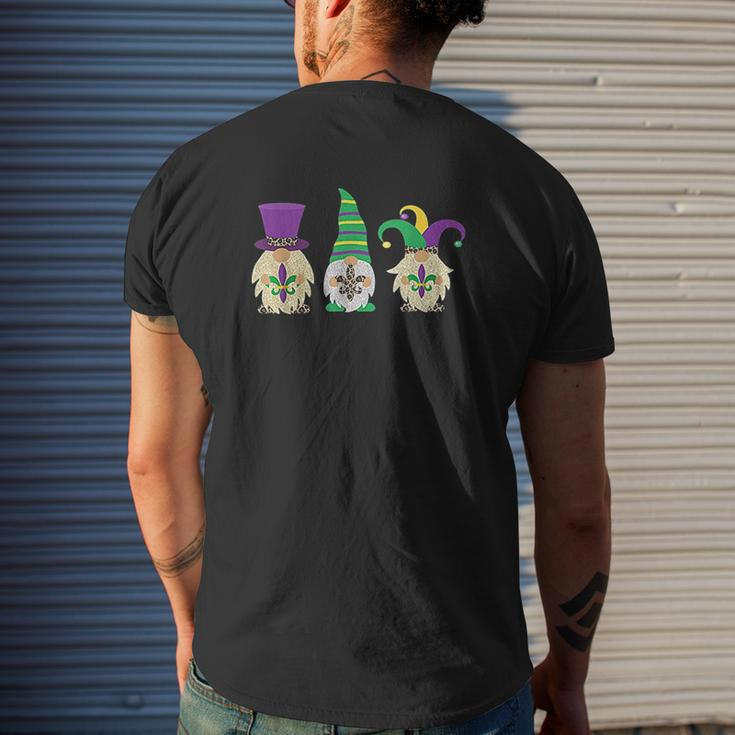 Mardi Gras Three Gnomes Purple And Gold Festival Gnomes Mens Back Print T-shirt Gifts for Him