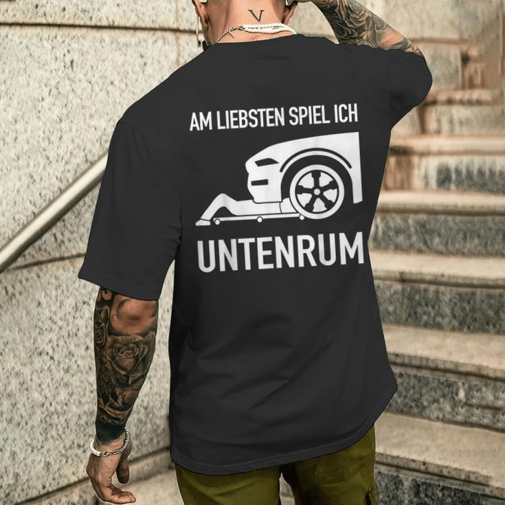 With Mechanic Screwdriver Am Liebsten Spielen Ich Untenrum T-Shirt mit Rückendruck Geschenke für Ihn