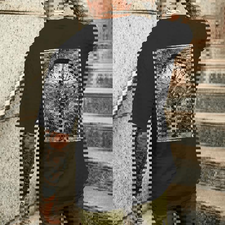 Medieval Oculto Guerrero Esqueleto Grungy Arte Estético Oscuro Camiseta Hombre Estampado Espalda Regalos para él