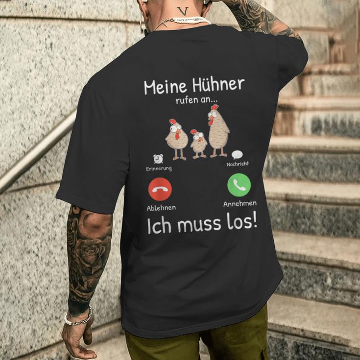 Meine Hühner Rufen An Bauer Turkey Farmer T-Shirt mit Rückendruck Geschenke für Ihn