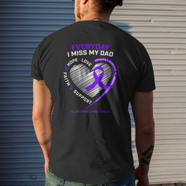 In Memory Dad Purple Alzheimer's Awareness Mens Back Print T-shirt Gifts for Him