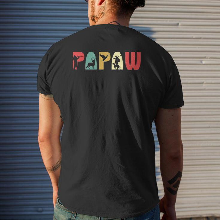 Men Vintage Hunting Papaw Father's Day Grandpa Mens Back Print T-shirt Gifts for Him
