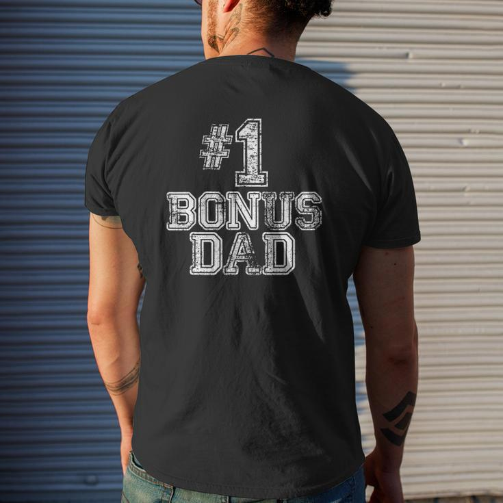 Mens 1 Bonus Dad Number One Father's Day Tee Mens Back Print T-shirt Gifts for Him