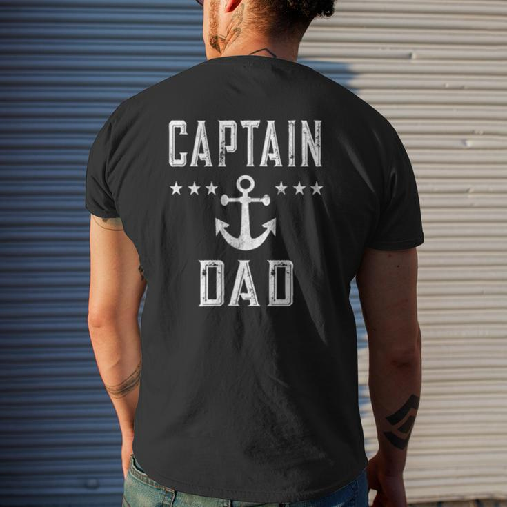 Mens 2 Sided Print Mens Vintage Captain Dad Lake Boating Father Mens Back Print T-shirt Gifts for Him