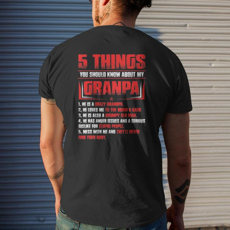 Mens 5 Things You Should Know About My Grandpa Father's Day Mens Back Print T-shirt Gifts for Him