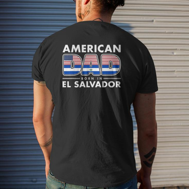 Mens American Dad Born In El Salvador Salvadoran American Flag Mens Back Print T-shirt Gifts for Him