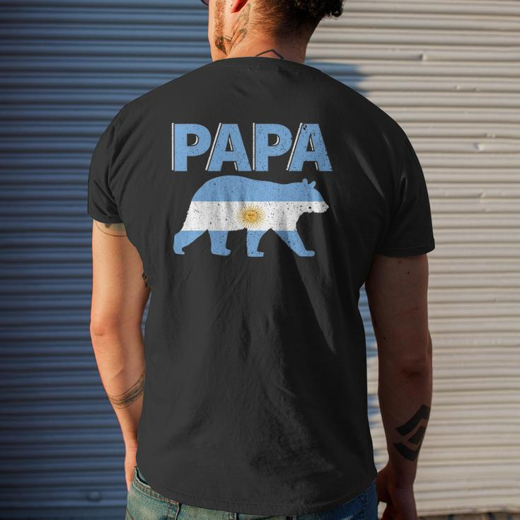 Mens Argentina Flag Papa Bear Argentinian Dad Father's Day Mens Back Print T-shirt Gifts for Him