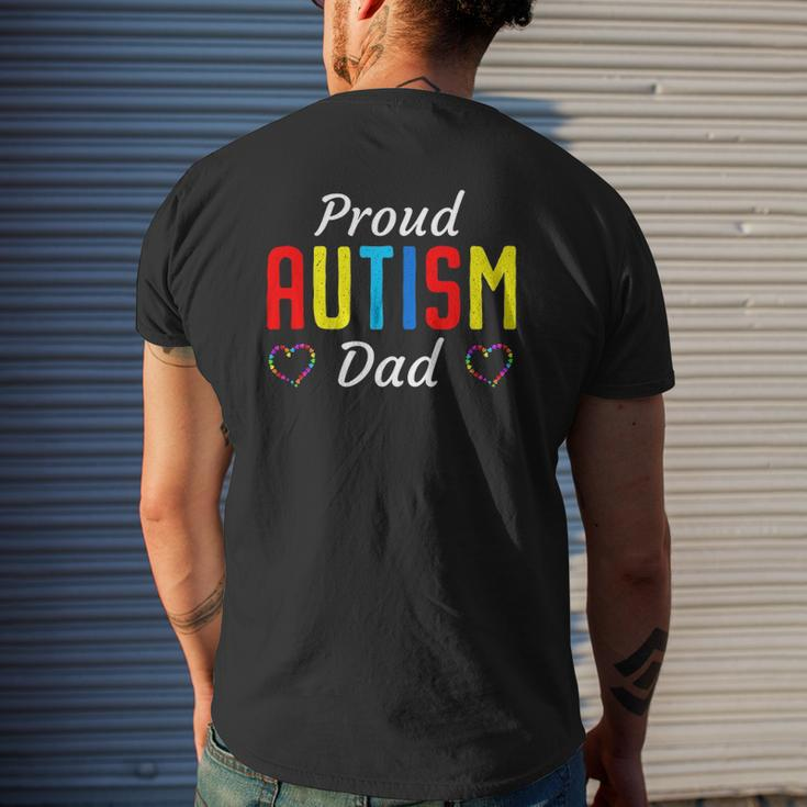 Mens Autism Awareness Proud Autistic Dad Cute Puzzle Piece Father Mens Back Print T-shirt Gifts for Him