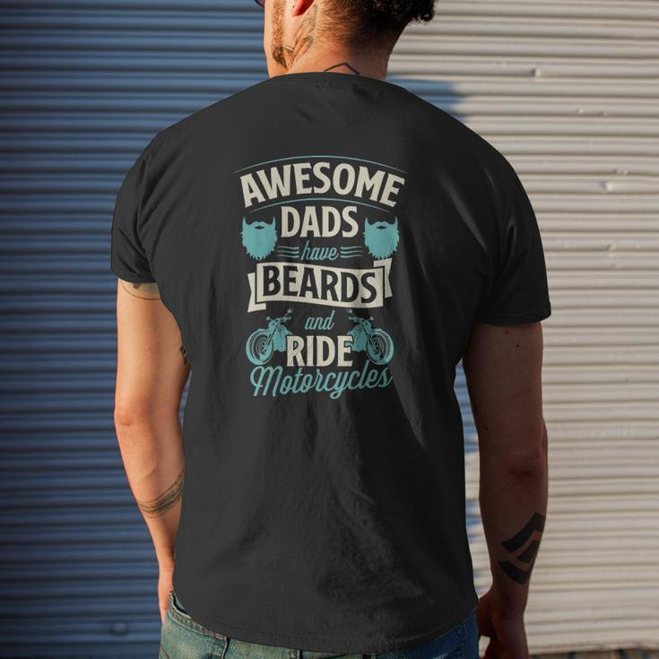 Mens Awesome Dads Have Beards And Ride Motorcycles Best Biker Dad Mens Back Print T-shirt Gifts for Him