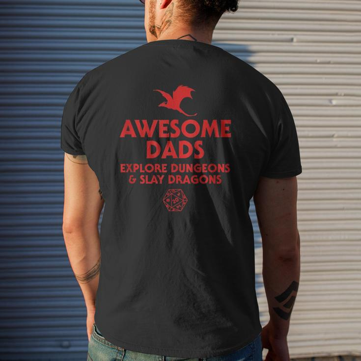 Mens Awesome Dads Explore Dungeons And Slay Dragons Dad Mens Back Print T-shirt Gifts for Him