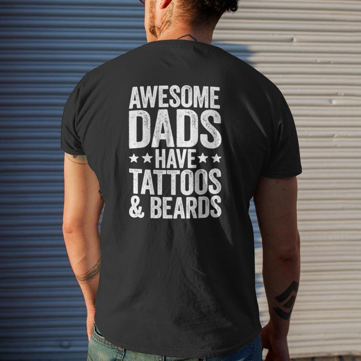Mens Awesome Dads Have Tattoos And Beards Father's Day Mens Back Print T-shirt Gifts for Him